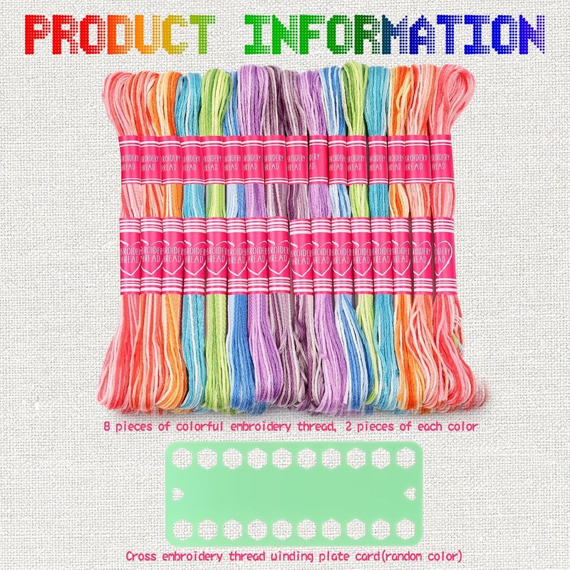 Dercuy 16 Skeins Colorful Series Embroidery Floss, 8m Cotton Cross Stitch Thread, Friendship Bracelet String Including Plastic Floss Bobbins, for DIY Making, Embroidery Crafts - Image 4